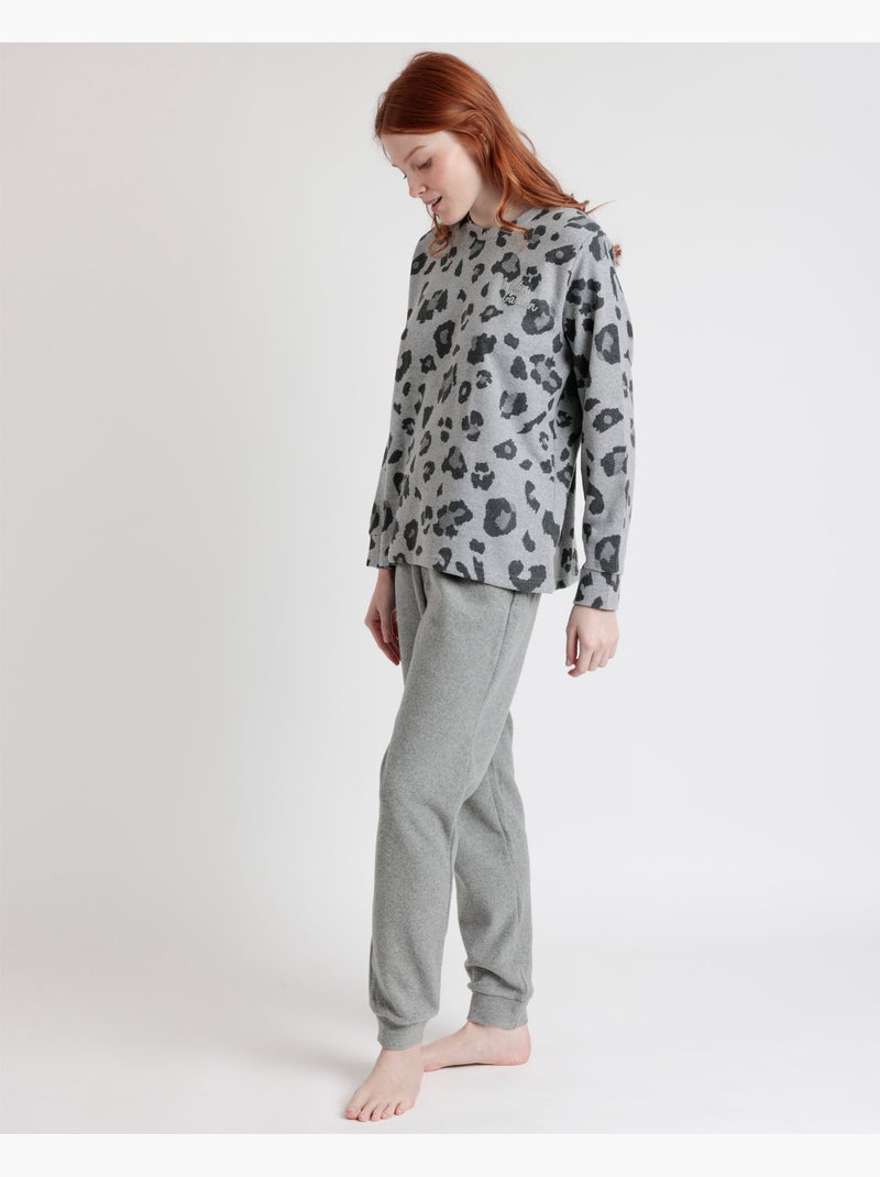 Pyjama en peau à manches longues pour femme ADMAS Gris - Kiabi