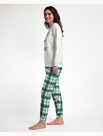 Pyjama en peluche à manches longues Disney pour femme, motif souris skieuse