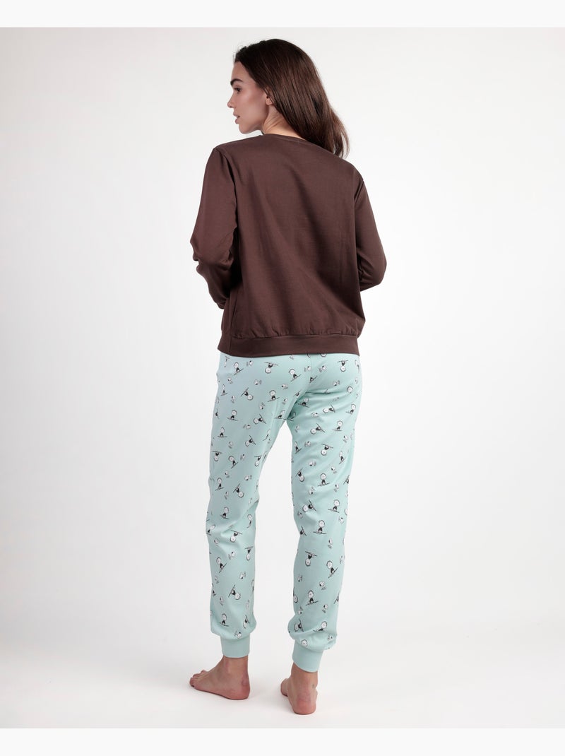 Pyjama en peluche à manches longues pour femme PEANUTS Sleep Society Marron chocolat - Kiabi