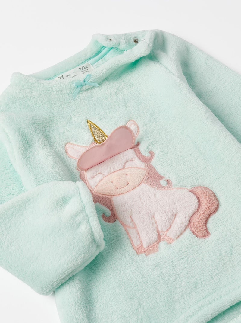 Pyjama en peluche pour bébé fille 'Licorne'   DISCOVER PERU Bleu clair - Kiabi