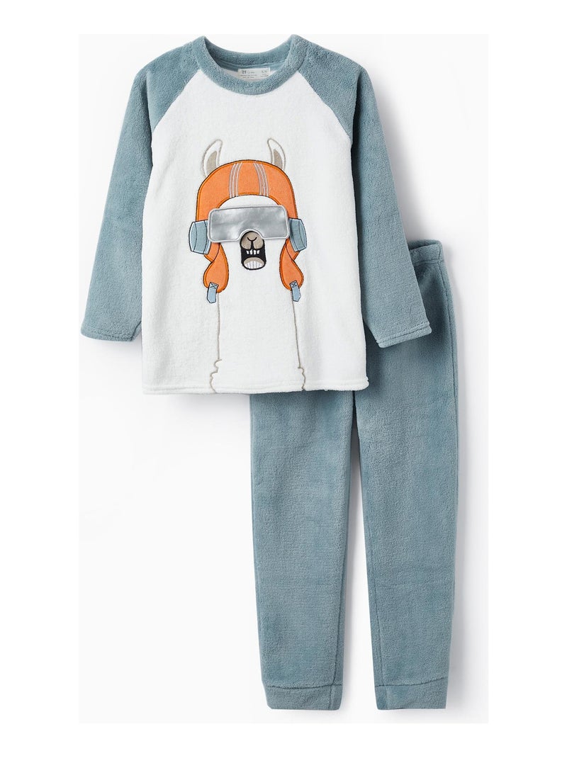 Pyjama en peluche pour garçon 'Lama'   DISCOVER PERU Bleu - Kiabi