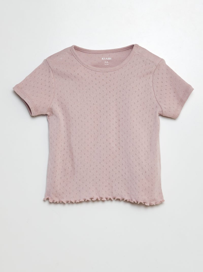 Pyjama en pointelle t-shirt + short - 2 pièces VIOLET - Kiabi