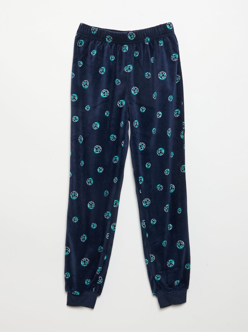 Pyjama en polaire 2 pièces - sweat + pantalon Bleu - Kiabi