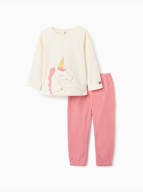 Pyjama en polaire avec licorne brodée - Kiabi