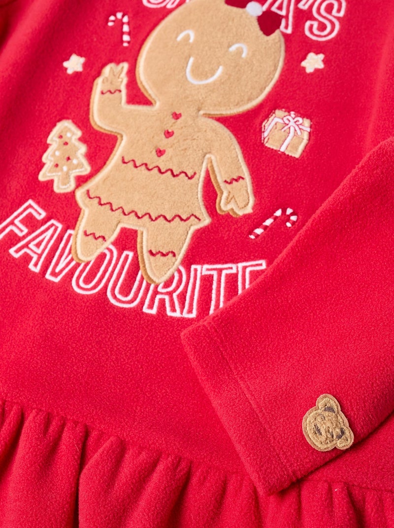 Pyjama en polaire avec motif de Noël Rouge - Kiabi
