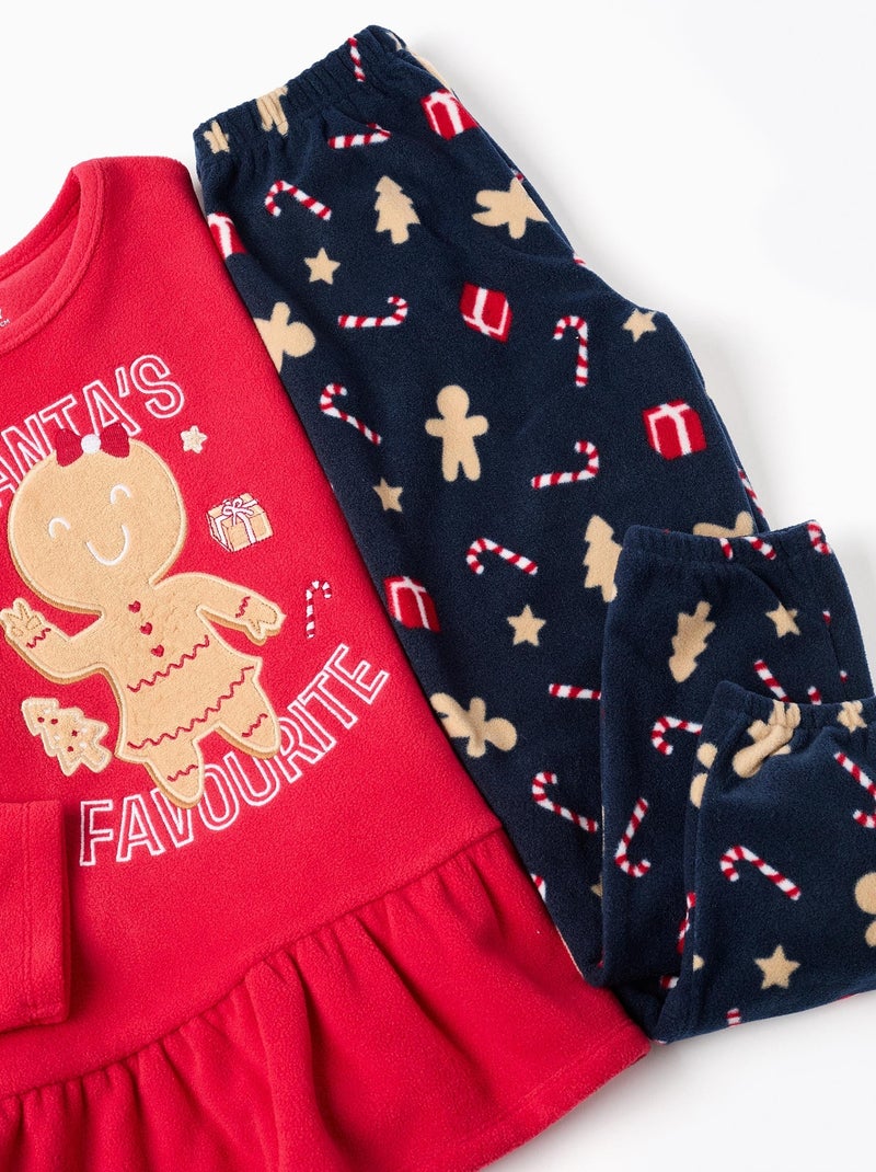 Pyjama en polaire avec motif de Noël Rouge - Kiabi