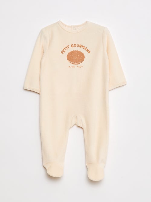 Pyjama en polaire avec pieds et animation devant - Kiabi