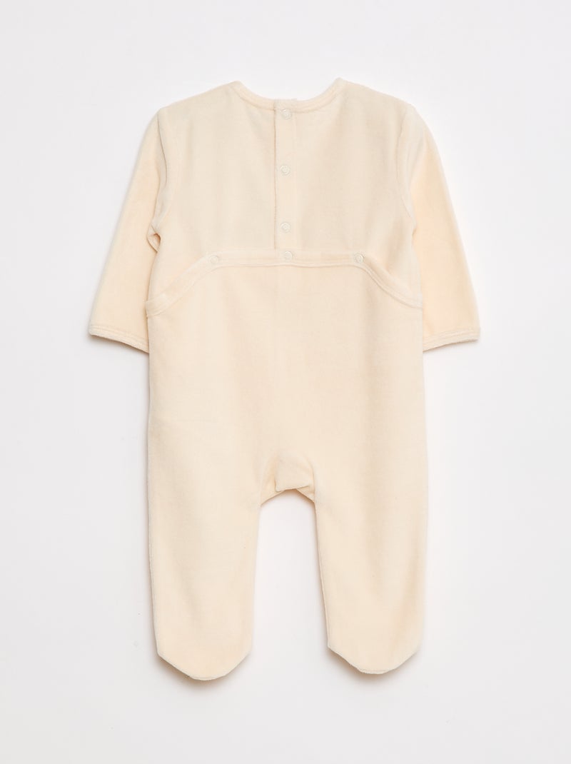 Pyjama en polaire avec pieds et animation devant Beige - Kiabi