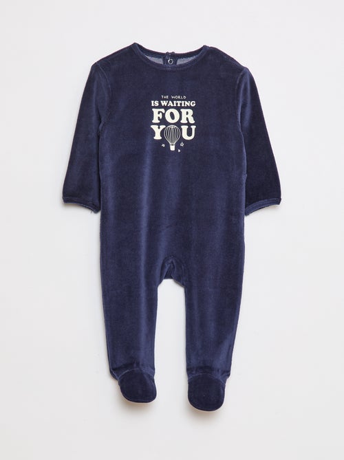 Pyjama en polaire avec pieds et animation devant - Kiabi