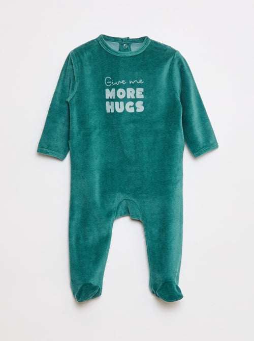 Pyjama en polaire avec pieds et animation devant - Kiabi