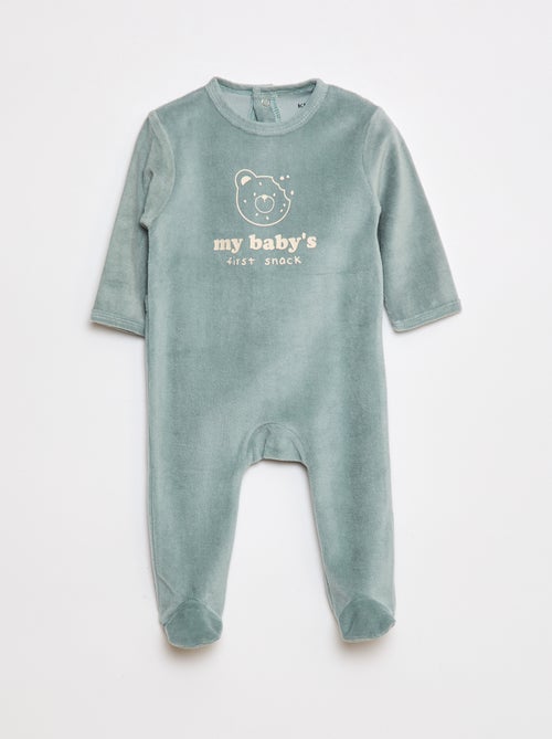 Pyjama en polaire avec pieds et animation devant - Kiabi