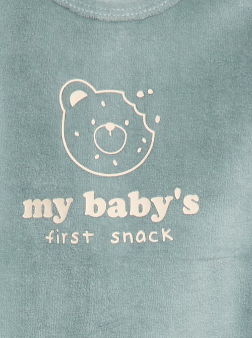 Pyjama en polaire avec pieds et animation devant - Kiabi