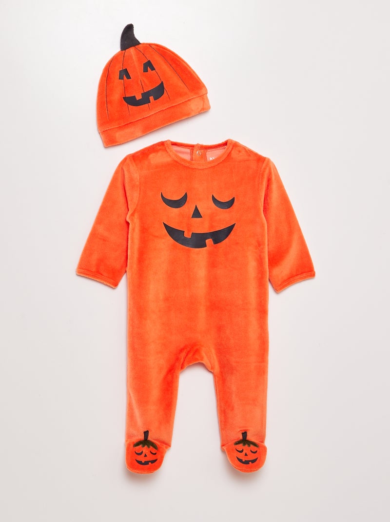 Pyjama en polaire + bonnet - Halloween Orange - Kiabi