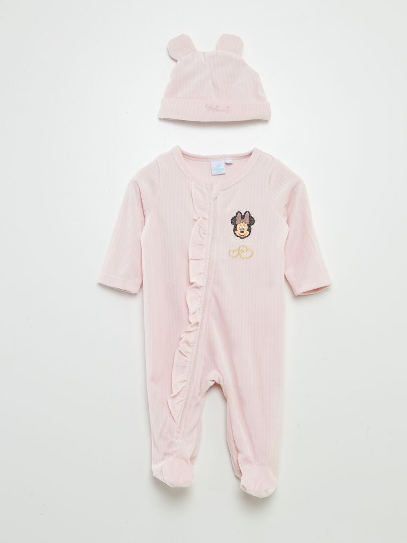 Pyjama en polaire + bonnet avec oreilles 'Minnie' 'Disney' - 2 pièces ROSE - Kiabi