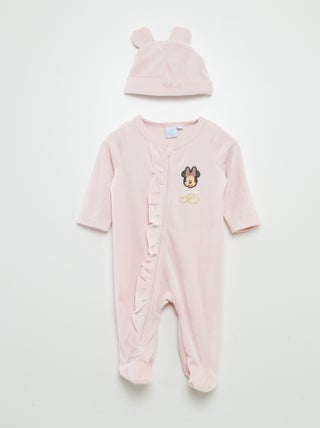 Pyjama en polaire + bonnet avec oreilles 'Minnie' 'Disney' - 2 pièces