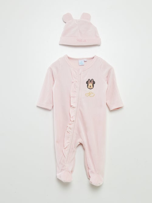 Pyjama en polaire + bonnet avec oreilles 'Minnie' 'Disney' - 2 pièces - Kiabi