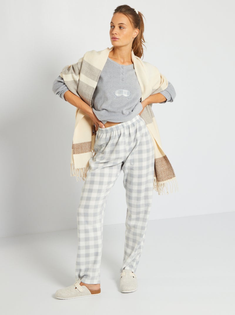 Pyjama en polaire brodé 'masque' gris - Kiabi