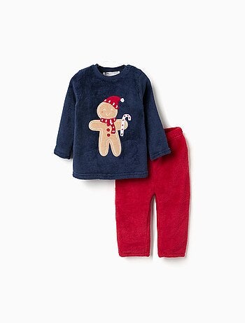Pyjama en polaire corail avec broderie de Noël