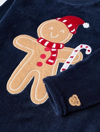 Pyjama en polaire corail avec broderie de Noël