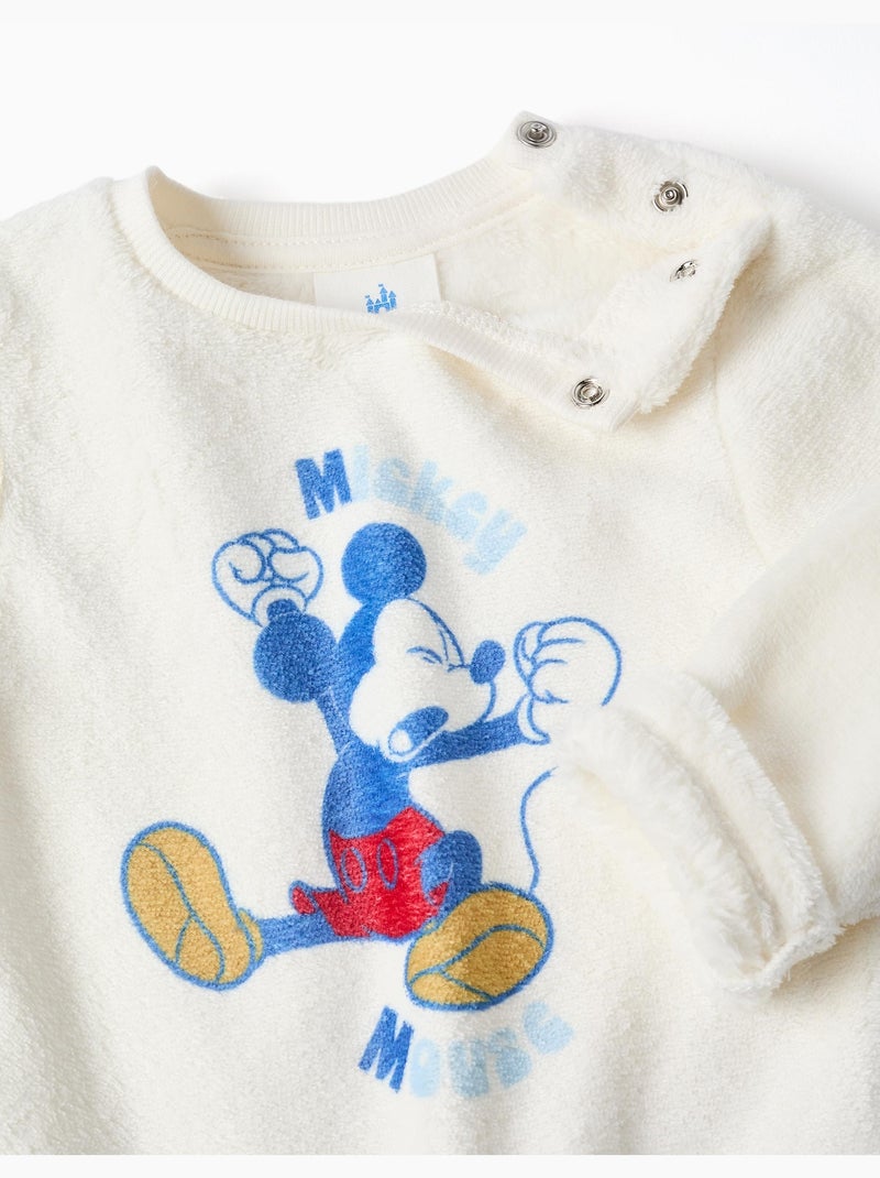 Pyjama en polaire corail avec imprimé Mickey Blanc - Kiabi