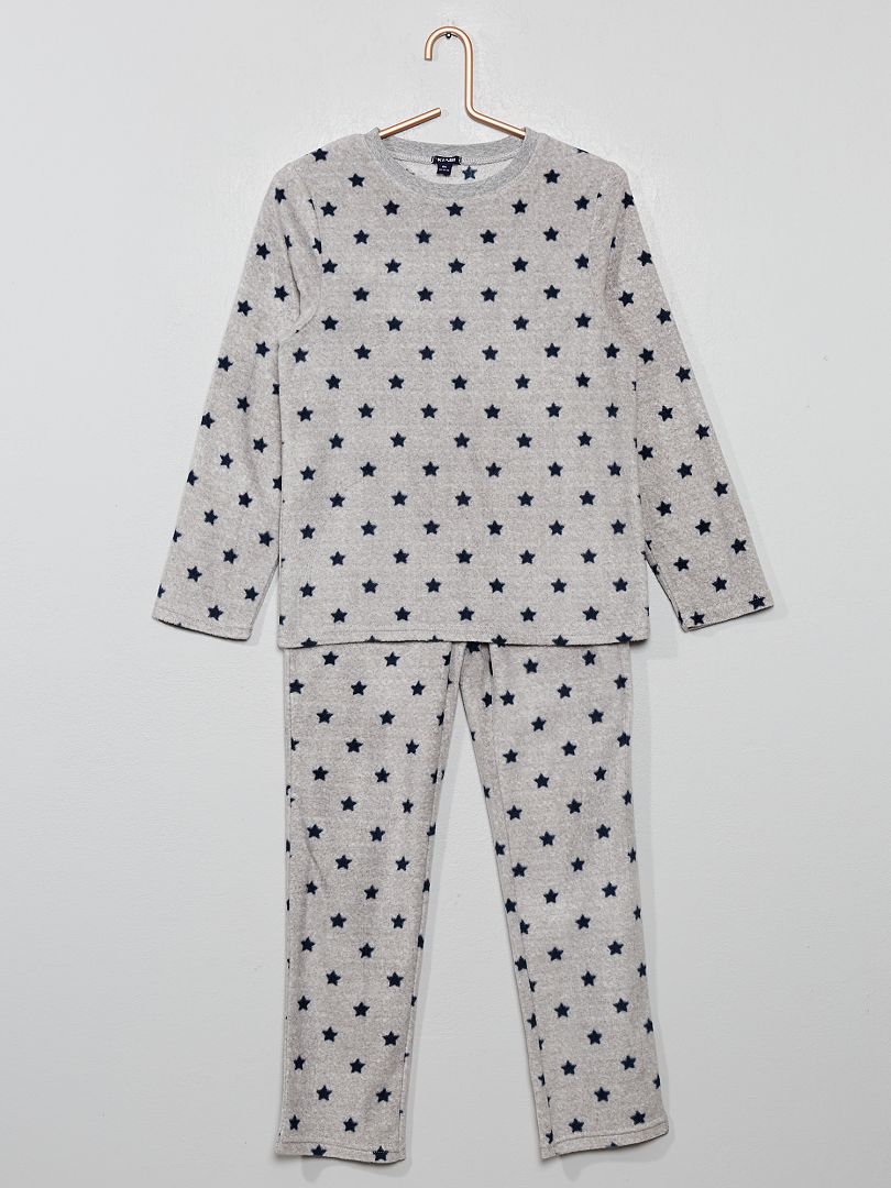 Pyjama en polaire gris étoiles - Kiabi