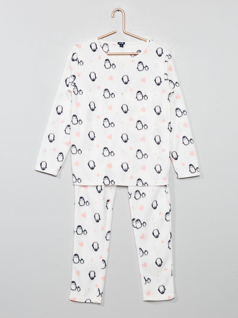 Pyjama 2 pièces pingouin de Noël en velours pour bébé fille