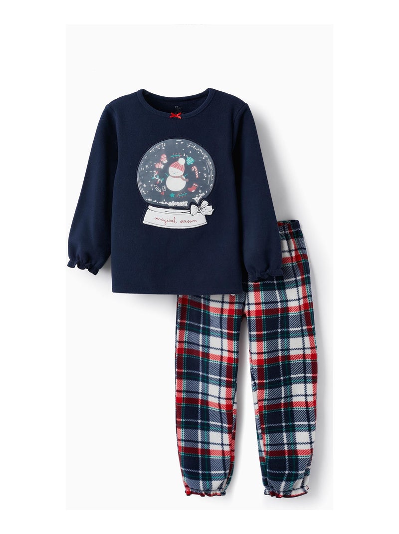 Pyjama en polaire pour fille 'Noël - Snow Globe'   NOËL Bleu foncé - Kiabi