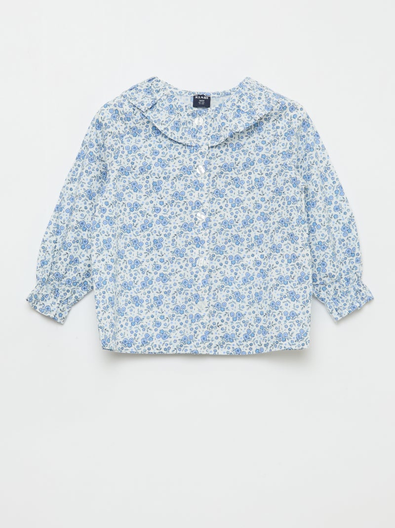 Pyjama en popeline - 2 pièces Bleu - Kiabi