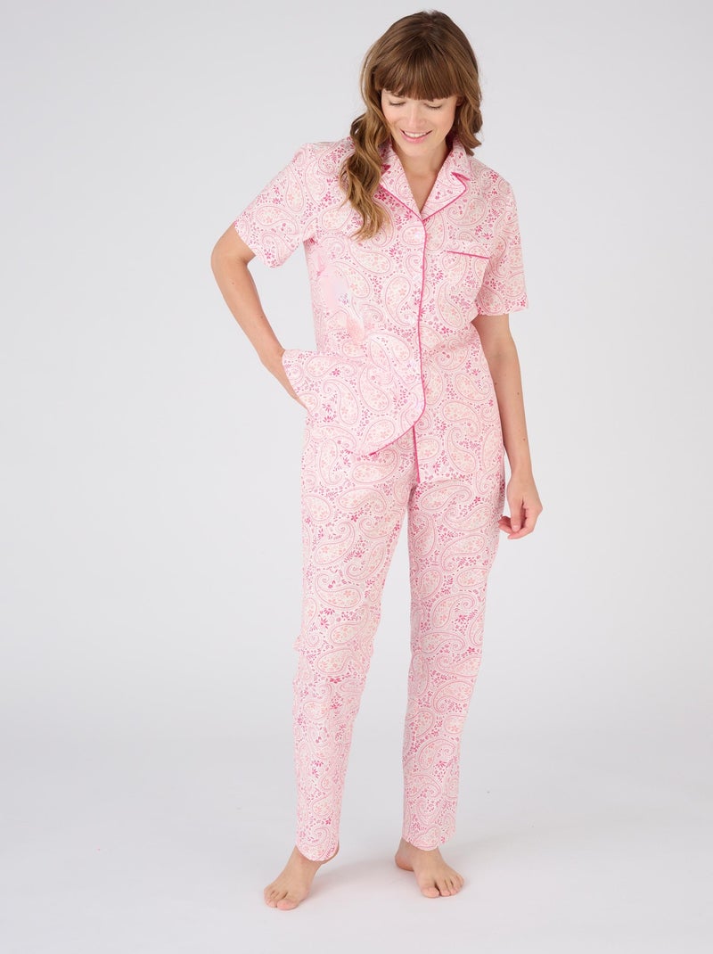 Pyjama en popeline pur coton - Damart Rose - Kiabi