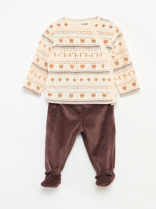 Pyjama en velours - 2 pièces - Kiabi