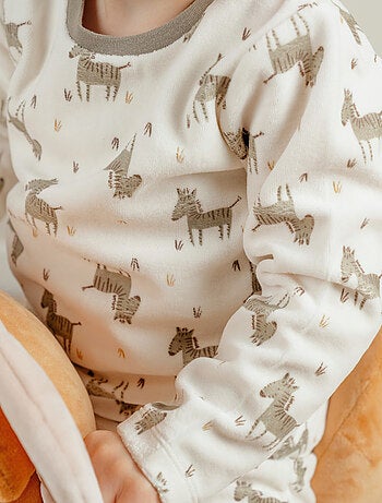 Pyjama en velours 2 pièces avec motif zèbre Noukie's