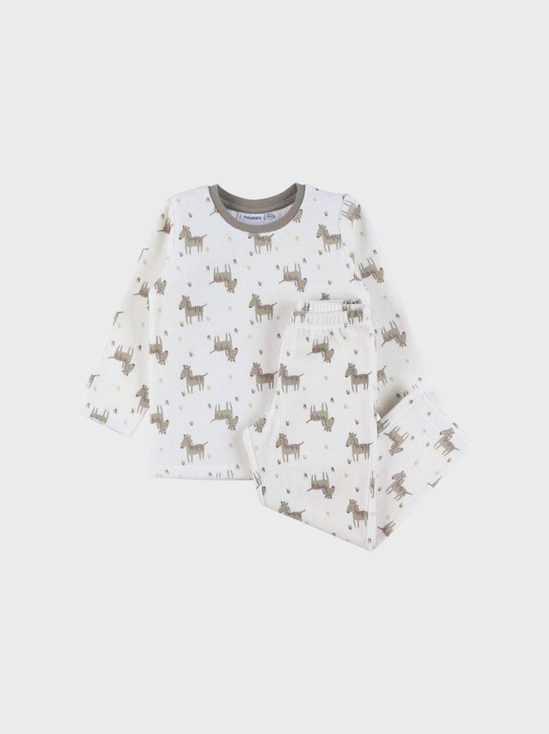 Pyjama en velours 2 pièces avec motif zèbre Noukie's Blanc - Kiabi