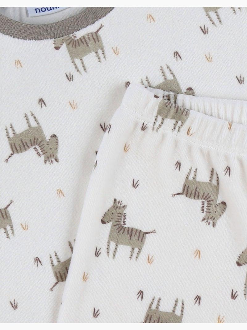 Pyjama en velours 2 pièces avec motif zèbre Noukie's Blanc - Kiabi