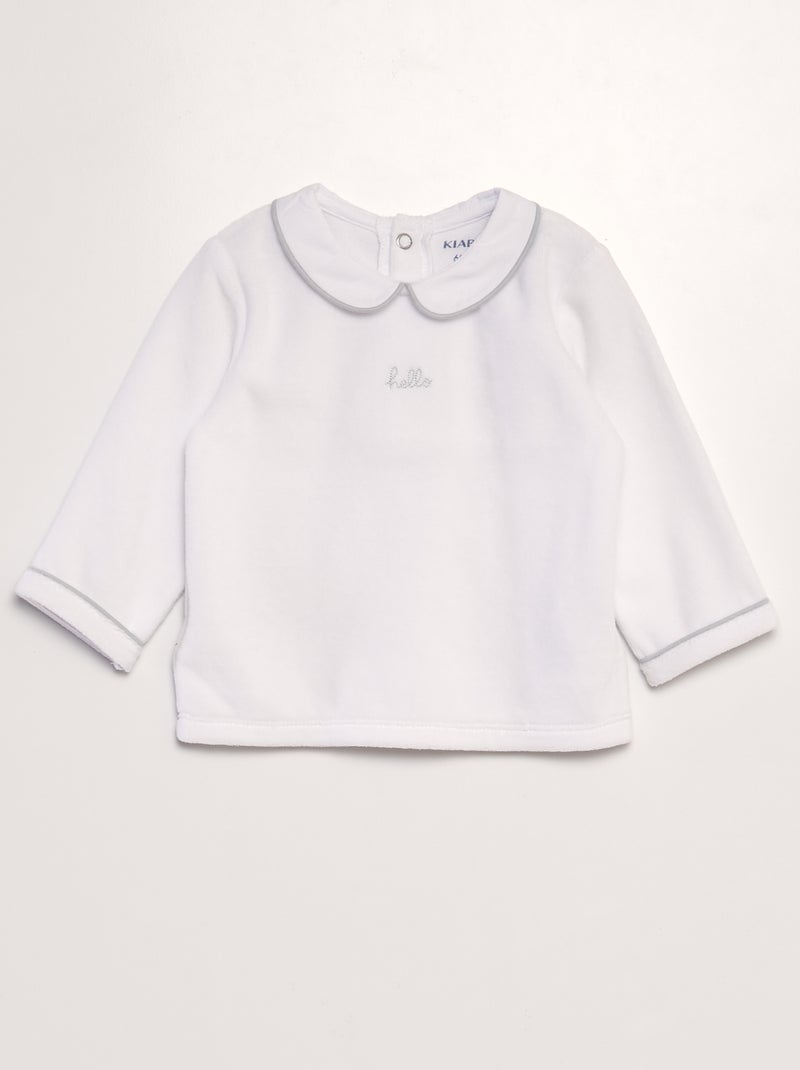 Pyjama en velours 2 pièces Blanc - Kiabi