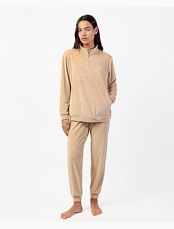 Pyjama en velours à manches longues et fermeture éclair pour femme ADMAS HOME