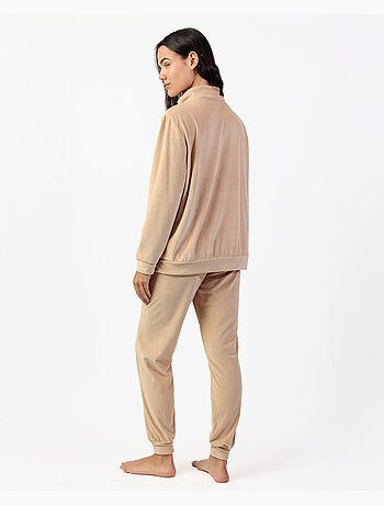 Pyjama en velours à manches longues et fermeture éclair pour femme ADMAS HOME