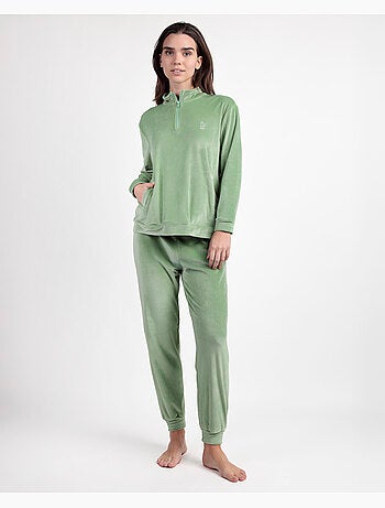 Pyjama en velours à manches longues et fermeture éclair pour femme ADMAS HOME