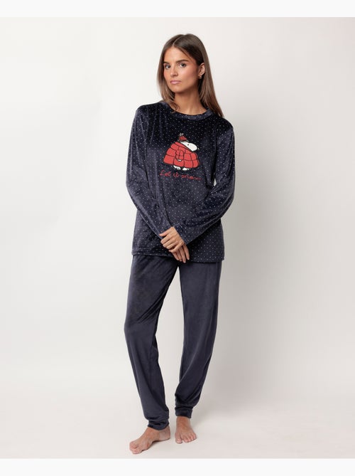 Pyjama en velours à manches longues pour femme PEANUTS Let It Snow - Kiabi