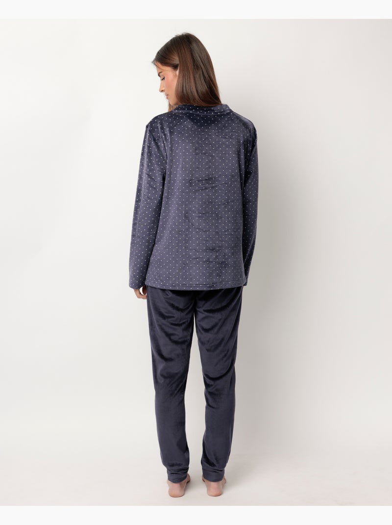 Pyjama en velours à manches longues pour femme PEANUTS Let It Snow Bleu marine - Kiabi