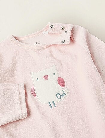 Pyjama en velours, avec broderie d'ours LITERARY WORLD