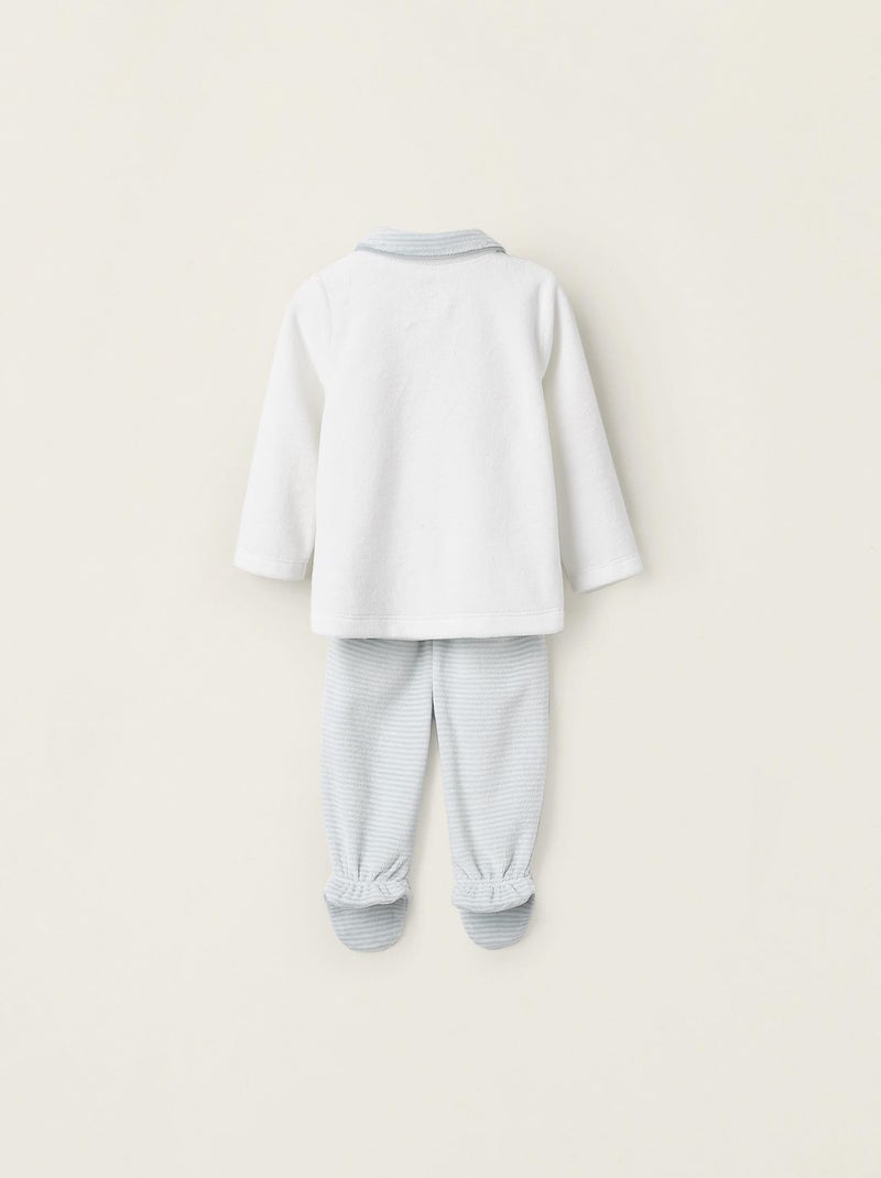 Pyjama en velours, avec broderie hérisson Cute Forest Blanc Bleu - Kiabi