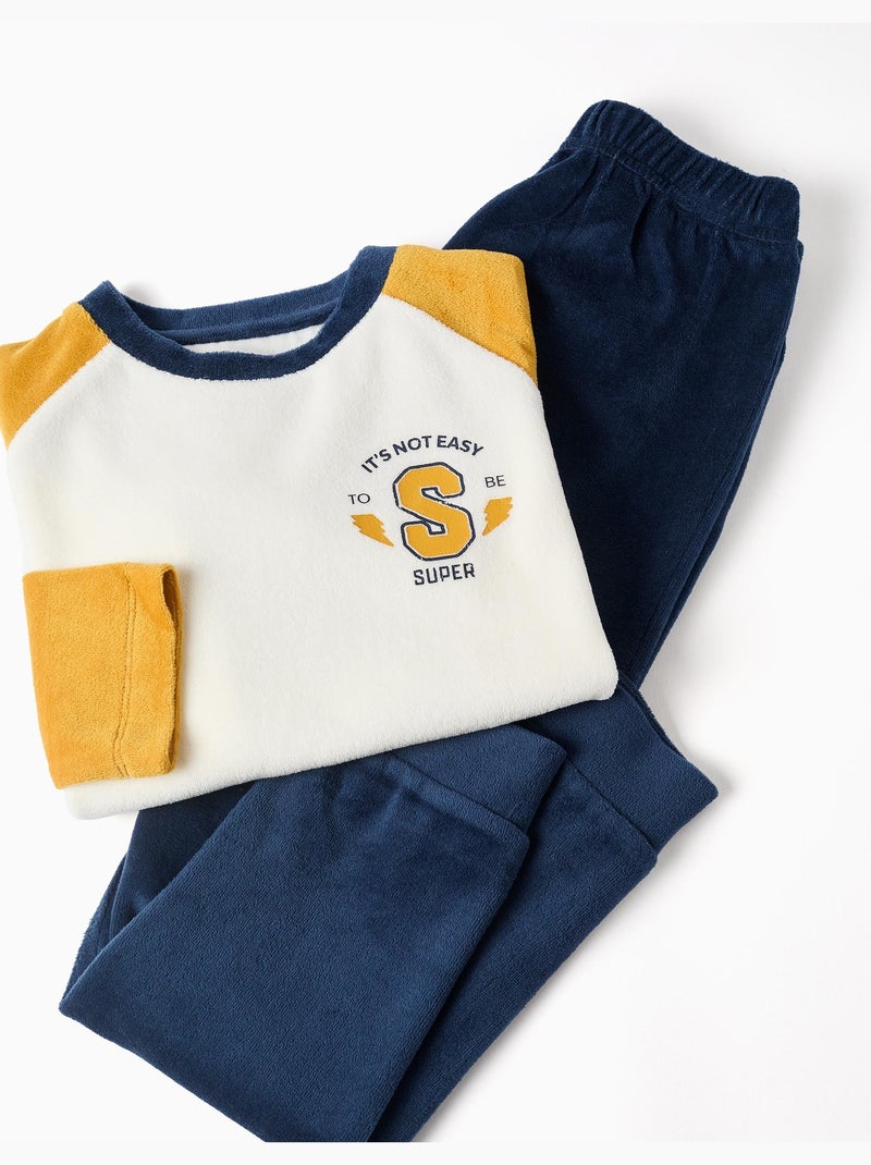 Pyjama en velours avec imprimé Blanc - Kiabi