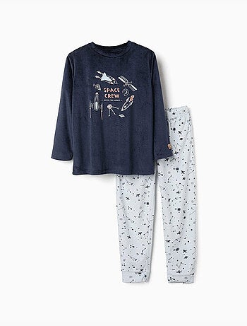 Pyjama en velours avec imprimé espace qui brille dans le noir