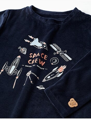 Pyjama en velours avec imprimé espace qui brille dans le noir