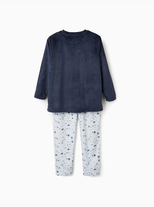 Pyjama en velours avec imprimé espace qui brille dans le noir - Kiabi Pyjama en velours avec imprimé espace qui brille dans le noir - Kiabi