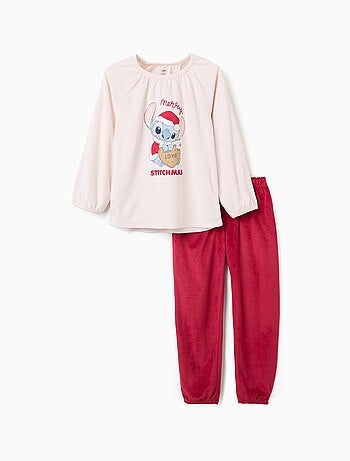 Pyjama en velours avec imprimé Stitch