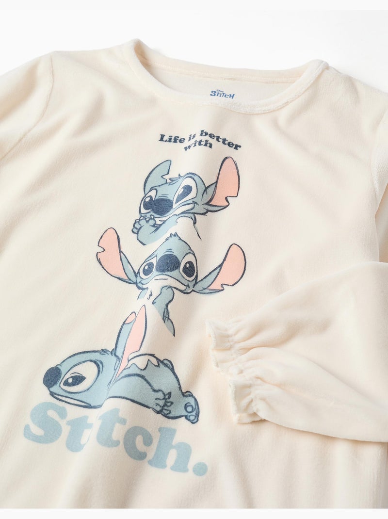 Pyjama en velours avec imprimé stitch Beige clair - Kiabi