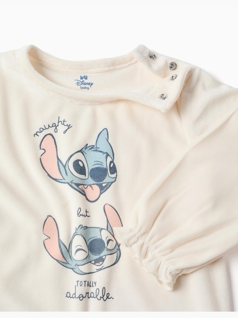 Pyjama en velours avec imprimé stitch Beige clair - Kiabi