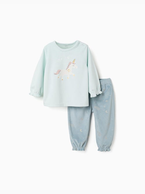 Pyjama en velours avec licorne qui brille dans le noir - Kiabi Pyjama en velours avec licorne qui brille dans le noir - Kiabi