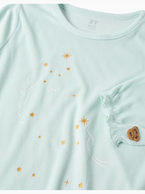 Pyjama en velours avec licorne qui brille dans le noir - Kiabi